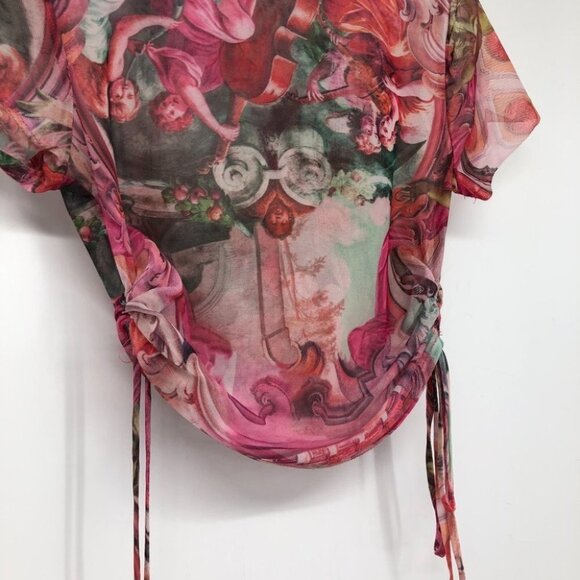 Fashion Nova Serenade me pink sheer crop top drawstring sides Small angels - Picture 9 of 16